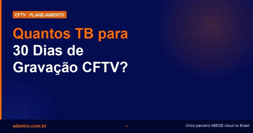 Quantos TB para 30 dias de gravação de câmeras CFTV — Adentro